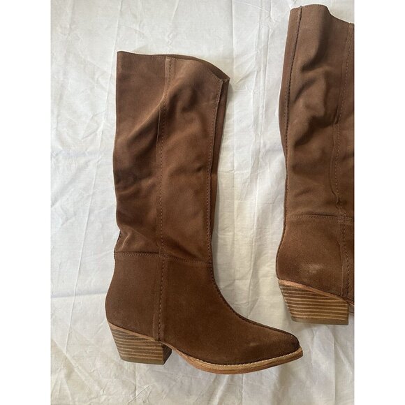 Free People Sway Slouch Boots Blush Suede Brown Western - Picture 2 of 5